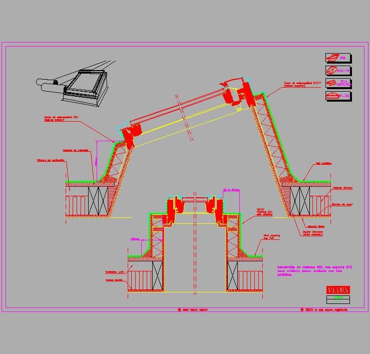 Bloque Autocad Instalación de ventana GGL con soporte ECX.